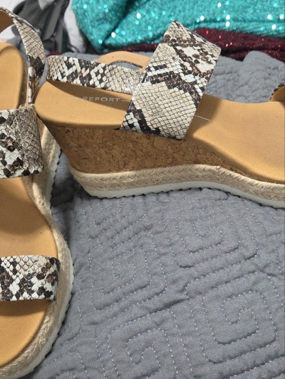 Report Signature Snake-Print Platform Sandals - Beige/Brown